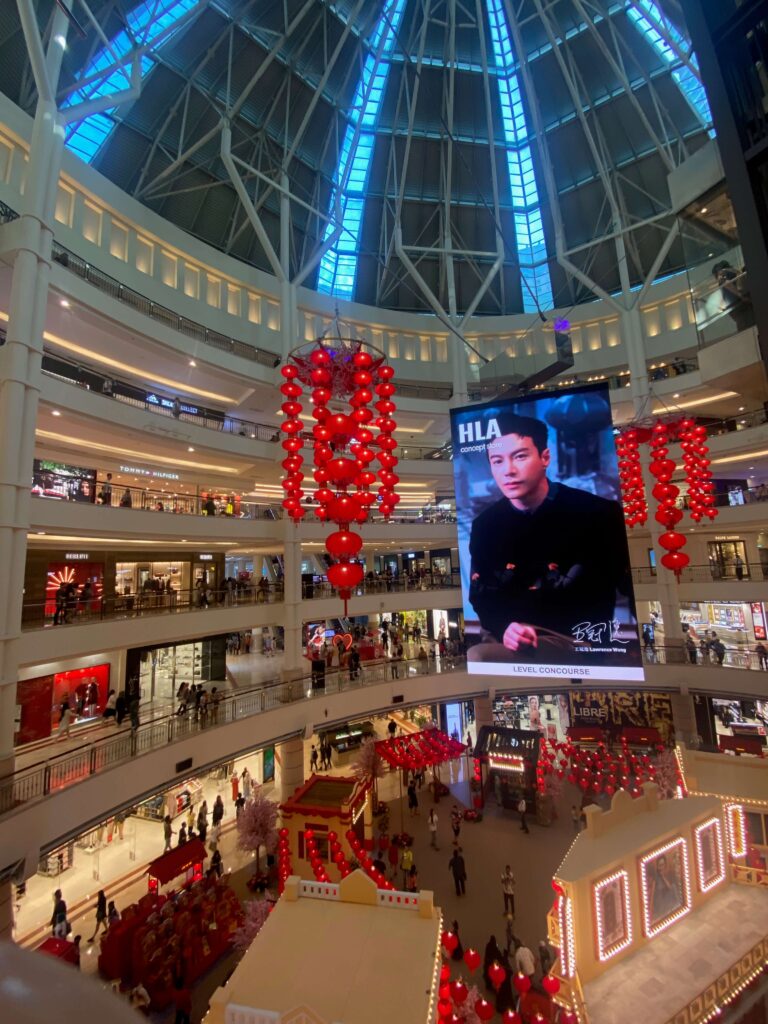 Inside Suria KLCC shopping mall with chinese new year decorations 